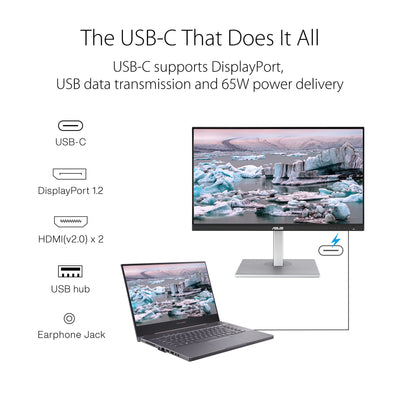 ASUS ProArt PA279CV - 27 Zoll 4K UHD Professioneller Monitor - 16:9 IPS, 3840x2160 - ergonomisch, Pivot, Calman, hohe Farbtreue, HDR 10 - DisplayPort, HDMI, 65W USB-C, USB-Hub, Schwarz
