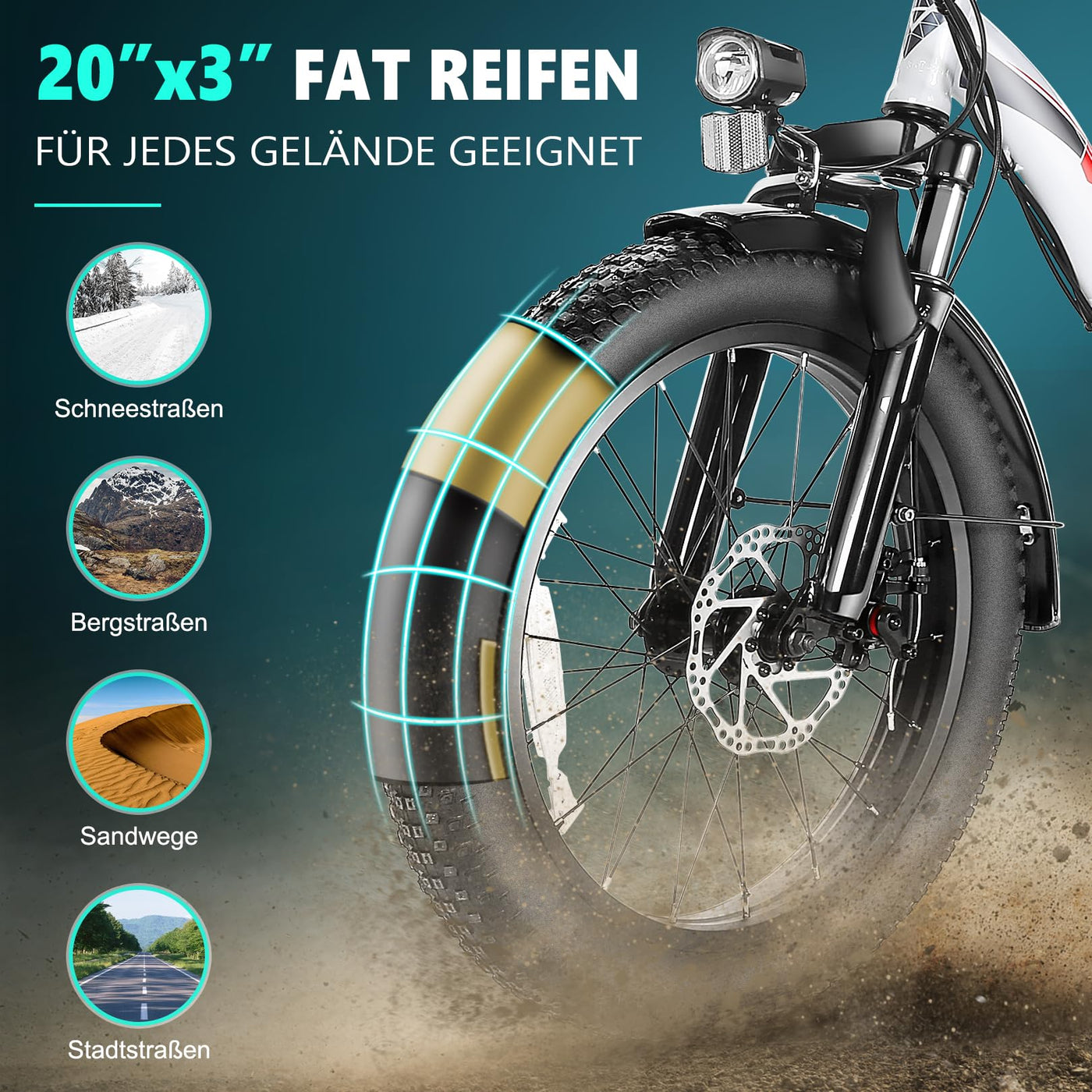 ANCHEER Klapprad E-Bike, 20"*3.0 Elektrofahrrad mit 36V 10.2Ah Lithium-Akku für Lange Reichweite bis 100KM, 250W Motor, 7 Gang für Herren Damen
