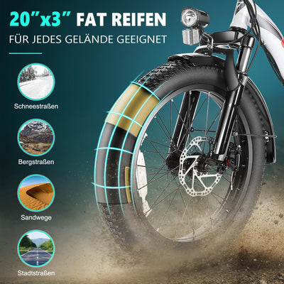 ANCHEER Klapprad E-Bike, 20"*3.0 Elektrofahrrad mit 36V 10.2Ah Lithium-Akku für Lange Reichweite bis 100KM, 250W Motor, 7 Gang für Herren Damen