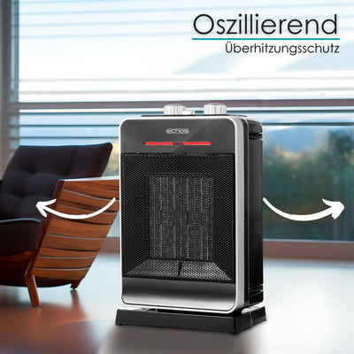 Keramik Heizlüfter energiesparend | 2000 Watt | Oszillierend | Energiesparend | Überhitzungsschutz | 3 Stufen | Hohe thermale Effizienz | Thermostat | Heizlüfter Leise| mobile Heizung | Elektroheizung