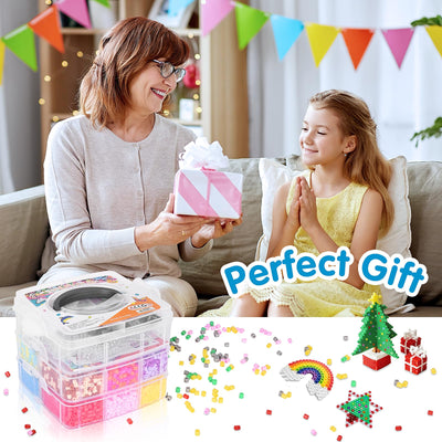 LULUETPUE Bügelperlen Set, Steckperlen mit Aufbewahrungsbox, Platten, Benutzerführung, Kinder DIY Perlen für Schmuck Deko, Verzierungen und 3d Geschenk Bastelideen ab 3 jahre(5mm,20 Farbe)