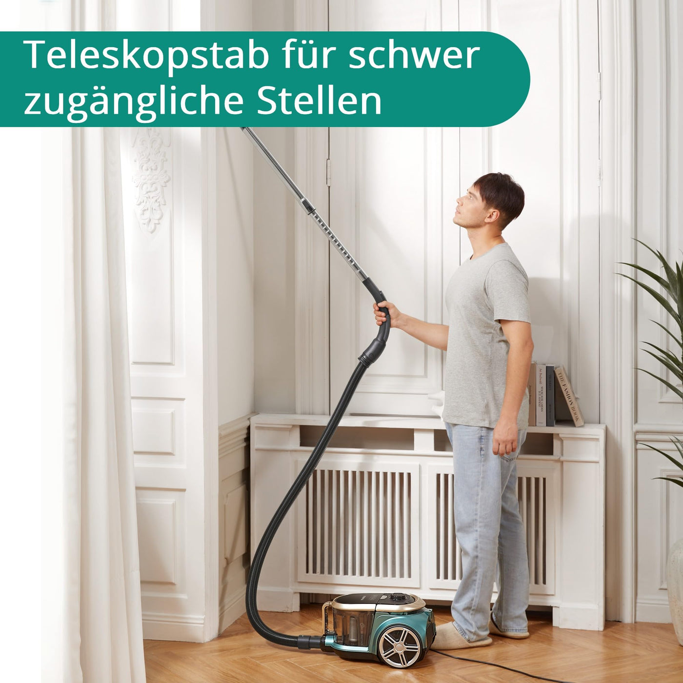 Eureka Apollo Staubsauger Beutellos, leichter Zylinderstaubsauger mit Single Cyclone System, 800W Power Efficiency Motor, 2.2L Staubbehälter, für Teppiche und Hartböden, Grün