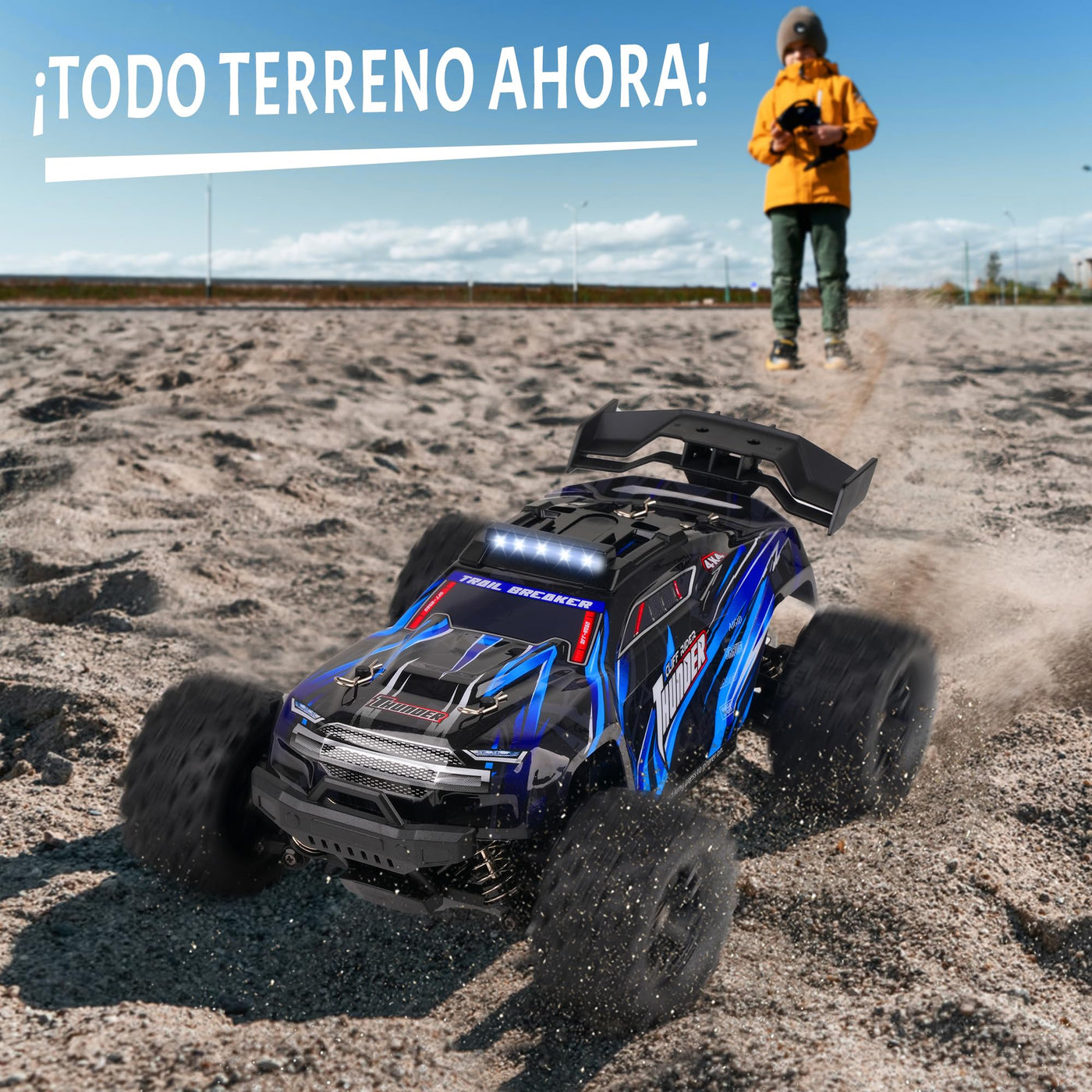 JOYTREKY Ferngesteuertes Auto – 1:18 High-Speed 40 Km/H Rc Auto 2,4 Ghz 4wd All Terrains Offroad Drift Truck Mit Zwei Wiederaufladbaren Batterien FüR LäNgeres Spielen FüR Kinder Und Erwachsene – Blau