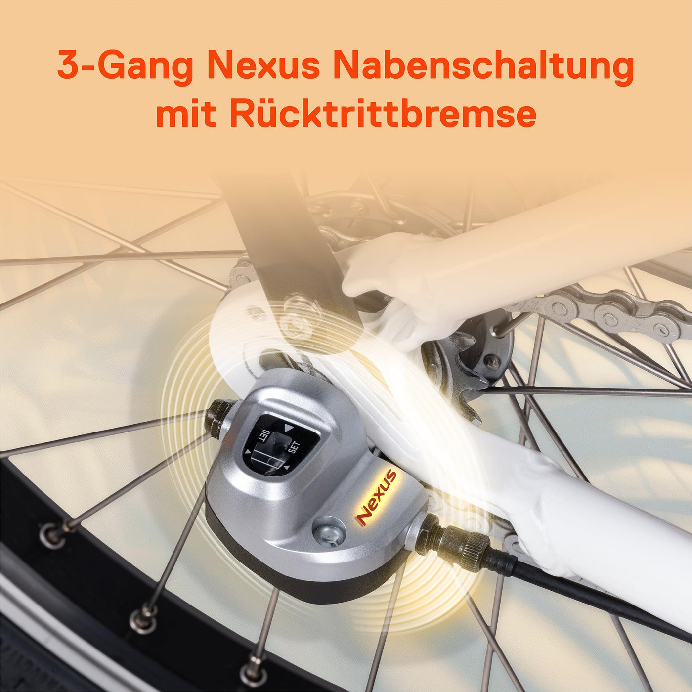 SAXONETTE E Bike Klapprad 20 Zoll mit Rücktrittbremse und nabenschaltung, E Fahrrad Herren mit 36V 11.4Ah 410Wh Akku, 80KM Lange Range, Elektrofahrrad Pedelec 25 km/h für Herren Damen