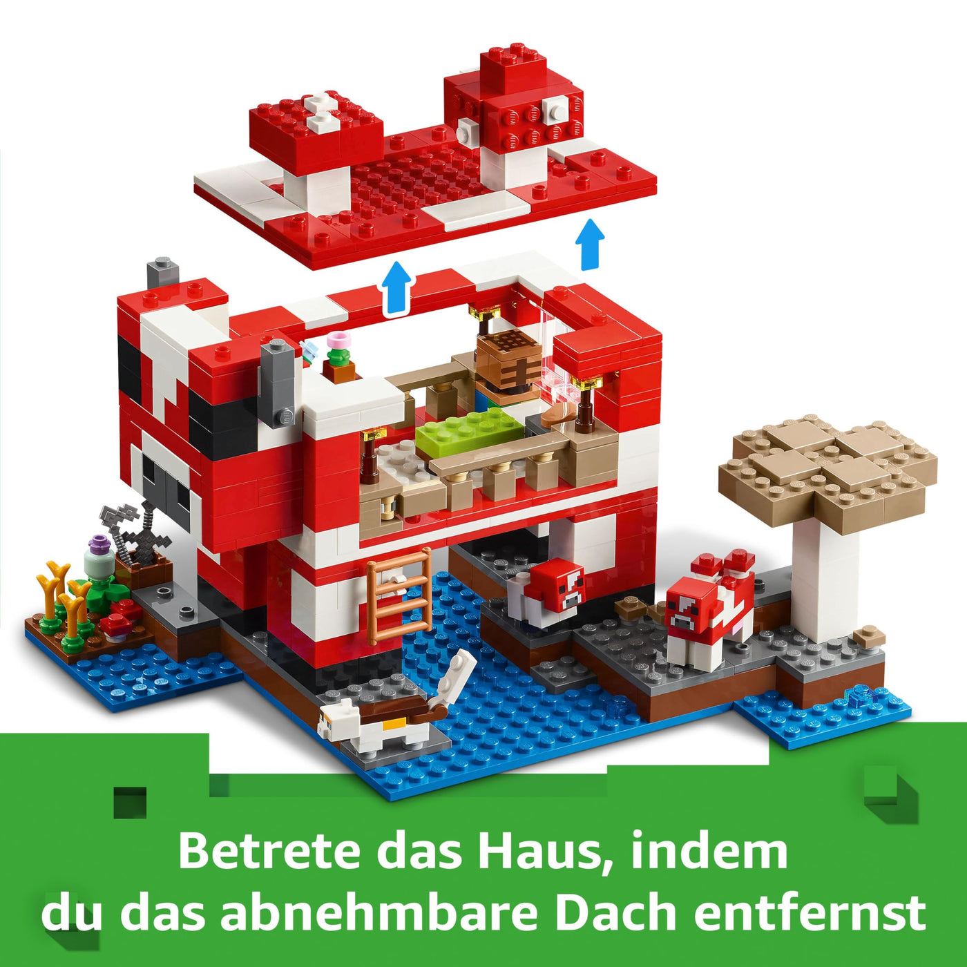 LEGO Minecraft Das Pilzkuh-Haus - Gaming Spielzeug mit Steve Figur, Mobs, einem Arbeitstisch und Einer Farm - Interaktives Spielset - Gaming Geschenk für Mädchen und Jungen ab 8 Jahren 21270