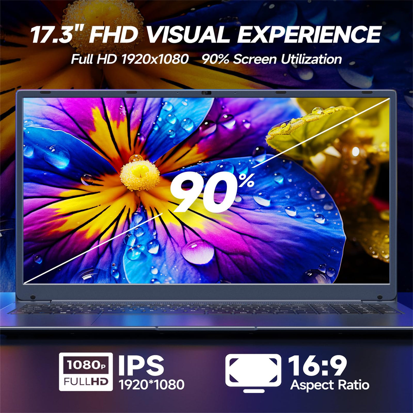 IJKKJI 17 Zoll Laptop, 8 GB RAM 256 GB SSD Laptop mit Celeron Quad Core N5095 (bis zu 2,9 GHz), deutsche Tastatur, IPS FHD-Display, Webcam, Dual-WLAN, Bluetooth 4.2, HDMI, USB 3.0, Typ-C