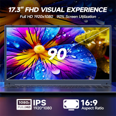 IJKKJI 17 Zoll Laptop, 8 GB RAM 256 GB SSD Laptop mit Celeron Quad Core N5095 (bis zu 2,9 GHz), deutsche Tastatur, IPS FHD-Display, Webcam, Dual-WLAN, Bluetooth 4.2, HDMI, USB 3.0, Typ-C