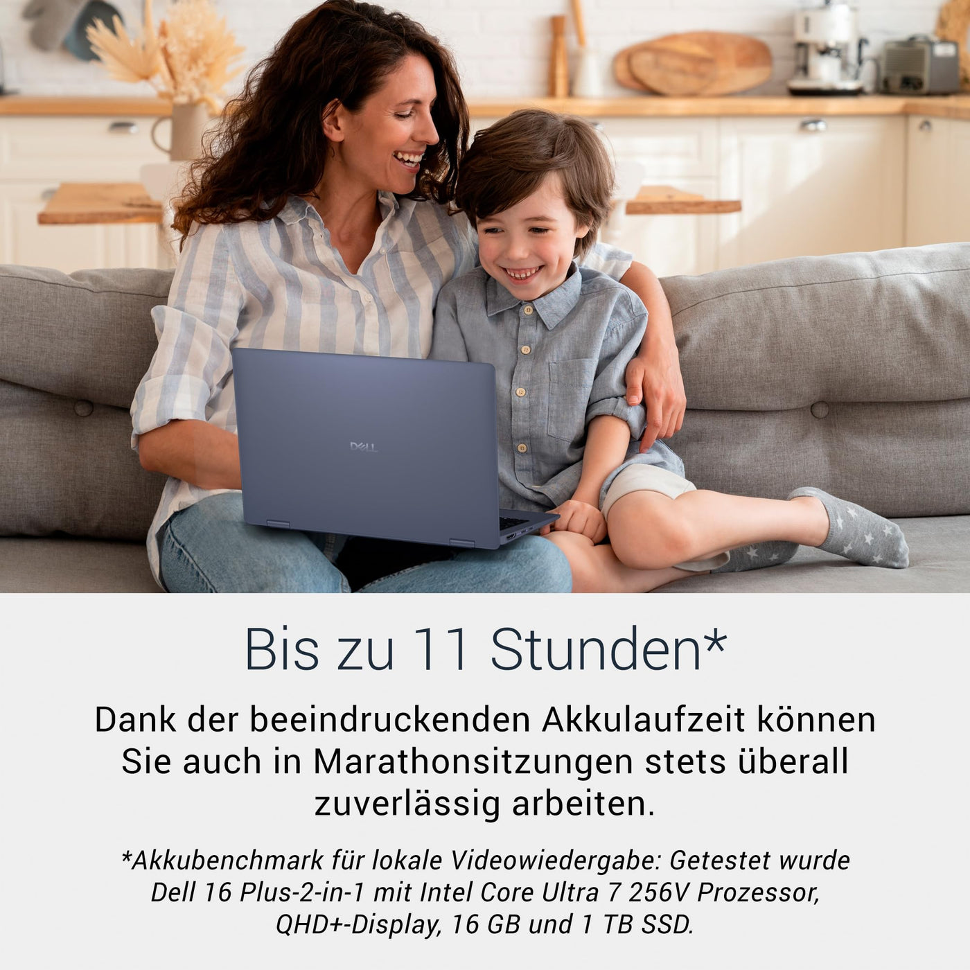 Dell 16 Plus 2-in-1 Laptop Copilot+ DB06250 – 16" 2.5K (2560 x 1600) Touch, HDR600, Intel Core Ultra 7 Series 2, 16GB LPDDR5X, 1TB SSD, Windows 11 Home, FHD-Kamera, QWERTZ-Tastatur, Indigo Blau