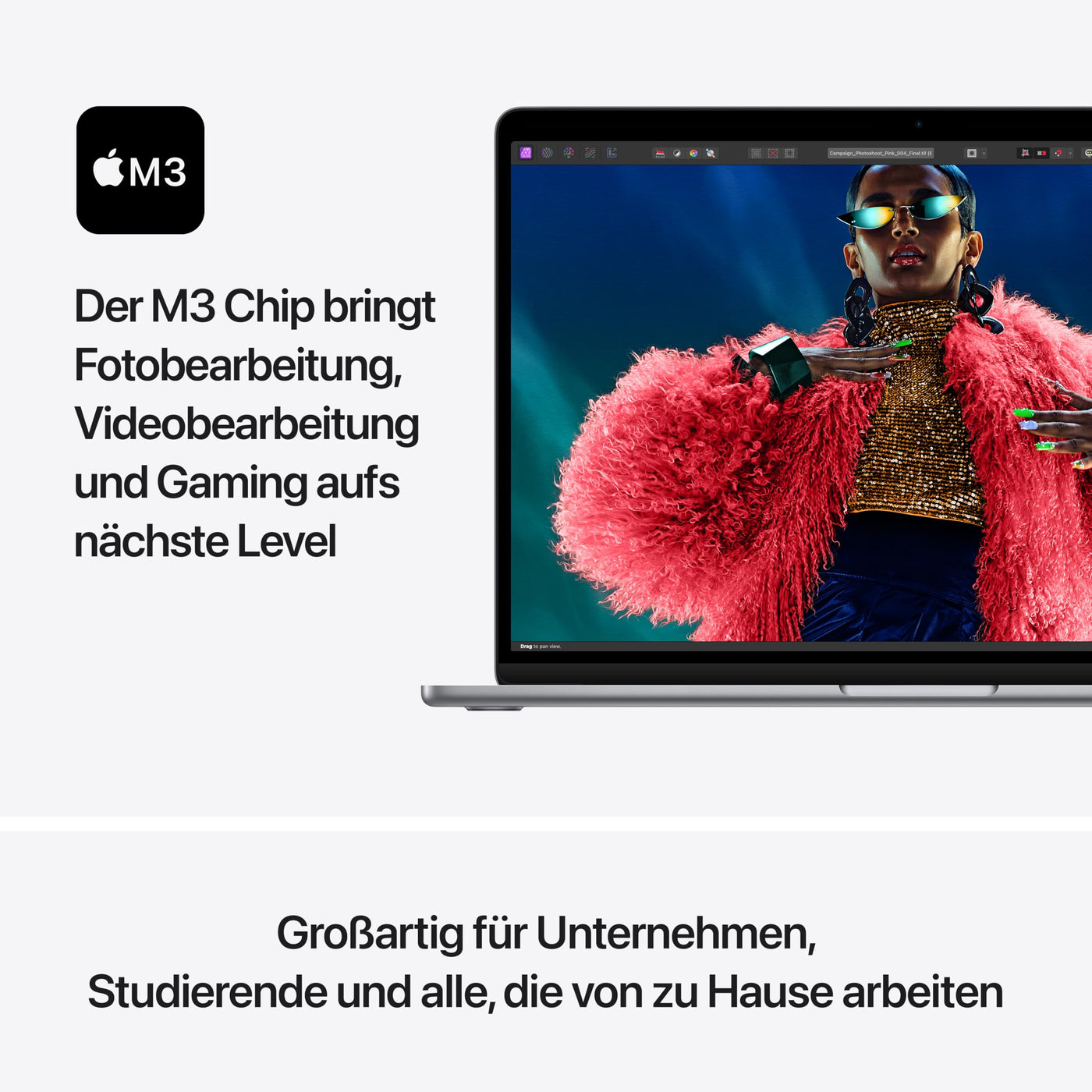 Apple 2024 15" MacBook Air Laptop mit M3 Chip: 15,3" Liquid Retina Display, 8 GB gemeinsamer Arbeitsspeicher, 512 GB SSD Speicher, beleuchtete Tastatur, 1080p FaceTime HD Kamera, Touch ID, Space Grau
