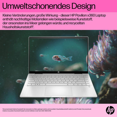 HP Pavilion x360 2-in-1 Laptop | 14" FDH Touchdisplay | Intel Core i5-1335U | 16 GB DDR4 RAM | 512 GB SSD | Intel Iris Xe | Windows 11 Home | QWERTZ Tastatur | Natural Silver