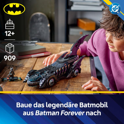 LEGO DC Batman Forever Batmobil – Superhelden Fahrzeug mit Minifigur – mit aufklappbarem Cockpit und detailgetreuem Innenraum – Geschenk für Jungen ab 12 Jahren, Teenager und Erwachsene Fans – 76304
