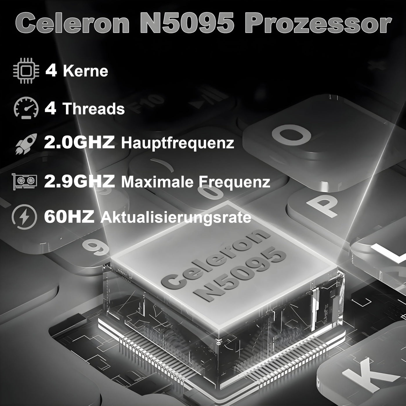 2025 Gaming Laptop 16 Zoll Win11 12+512GB SSD Unterstützung 2TB(HDD-2TB) 1920x1200 Notebook 4-Core Celeron N5095 (bis 2.9GHz) Laptop mit Nummerntastatur WiFi Mini HDMI Deutscher Tastaturschutz-Schwarz