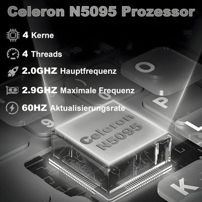 2025 Gaming Laptop 16 Zoll Win11 12+512GB SSD Unterstützung 2TB(HDD-2TB) 1920x1200 Notebook 4-Core Celeron N5095 (bis 2.9GHz) Laptop mit Nummerntastatur WiFi Mini HDMI Deutscher Tastaturschutz-Schwarz