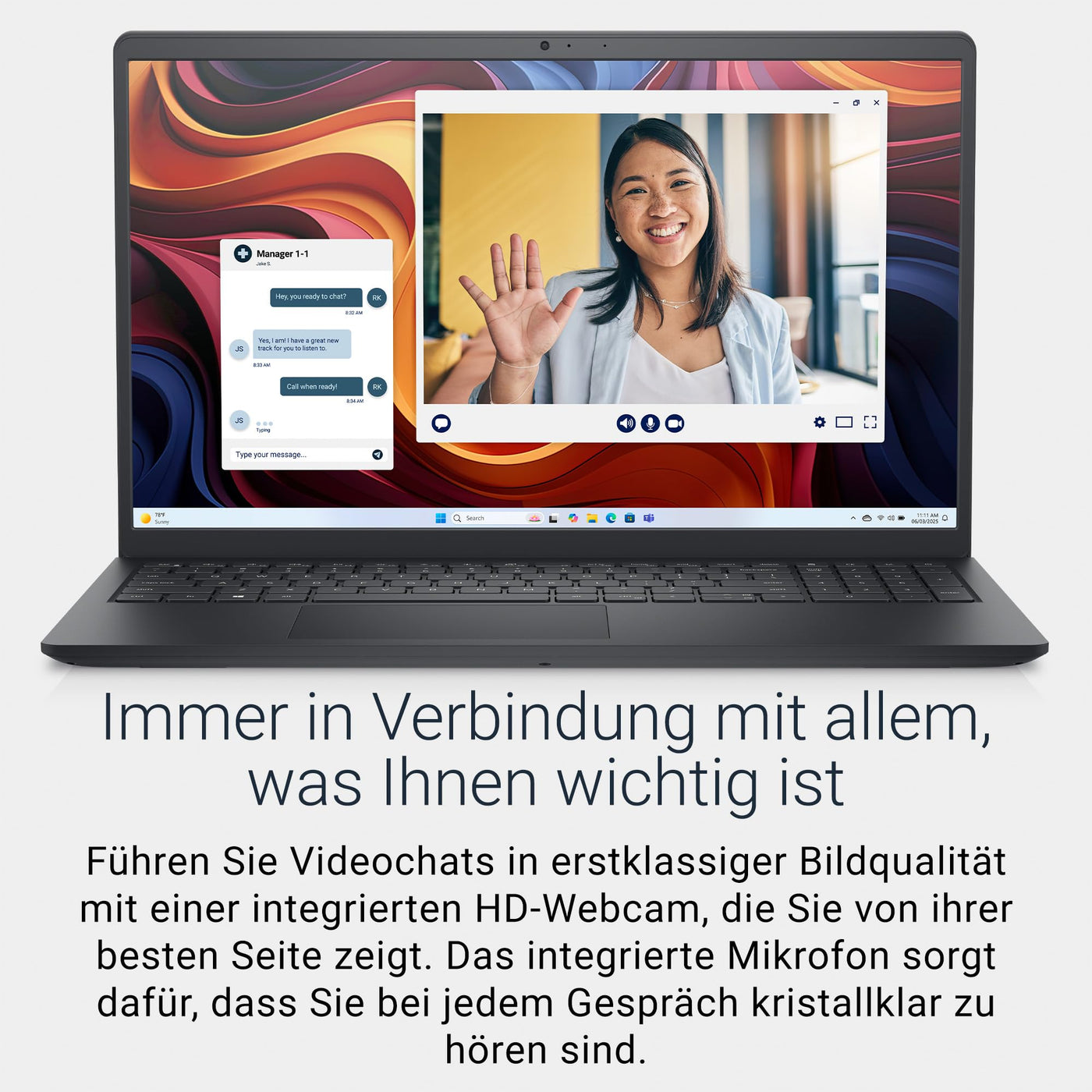 Dell 15 Laptop DC15255 15.6" FHD (1920 x 1080) 120Hz, AMD Ryzen 7 7730U, AMD Radeon Graphics, 16GB DDR4 RAM, 1TB SSD, Windows 11 Home, QWERTZ Backlit Keyboard - Black