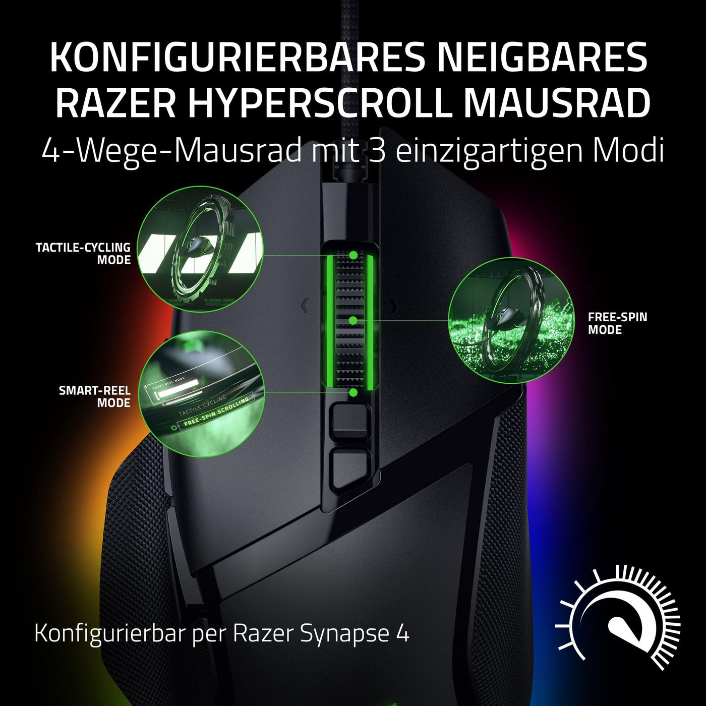 Razer Basilisk V3 35K - Vollständig anpassbare ergonomische kabelgebundene Gaming-Maus - Focus Pro 35K Sensor (HyperScroll Tilt Wheel, 11-Zonen-Beleuchtung, optische Mausschalter Gen-3) Schwarz