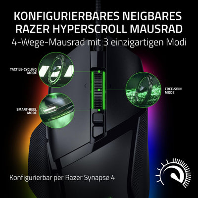 Razer Basilisk V3 35K - Vollständig anpassbare ergonomische kabelgebundene Gaming-Maus - Focus Pro 35K Sensor (HyperScroll Tilt Wheel, 11-Zonen-Beleuchtung, optische Mausschalter Gen-3) Schwarz