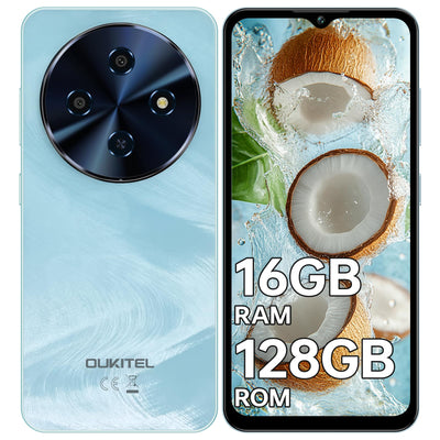 OUKITEL C5 Smartphone Ohne Vertrag, 16GB RAM+128GB ROM/1TB, 6.52" Bildschirm Handy Ohne Vertrag, 5000mAh Android Smartphone, 13MP Kamera Simlockfreie Handys, Dual 4G SIM/Face ID/OTG/3.5mm Jack