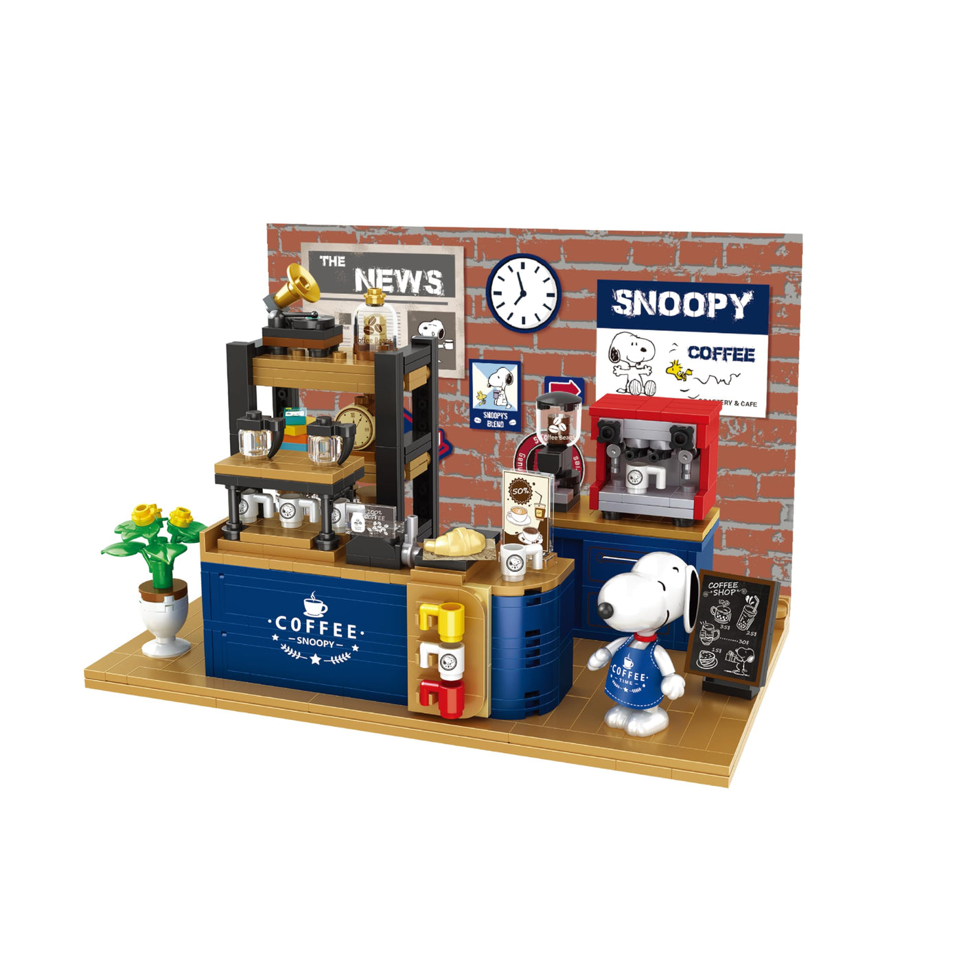BlueBrixx Pro 107367 – Barista Snoopy aus Klemmbausteinen mit 520 Bauelementen