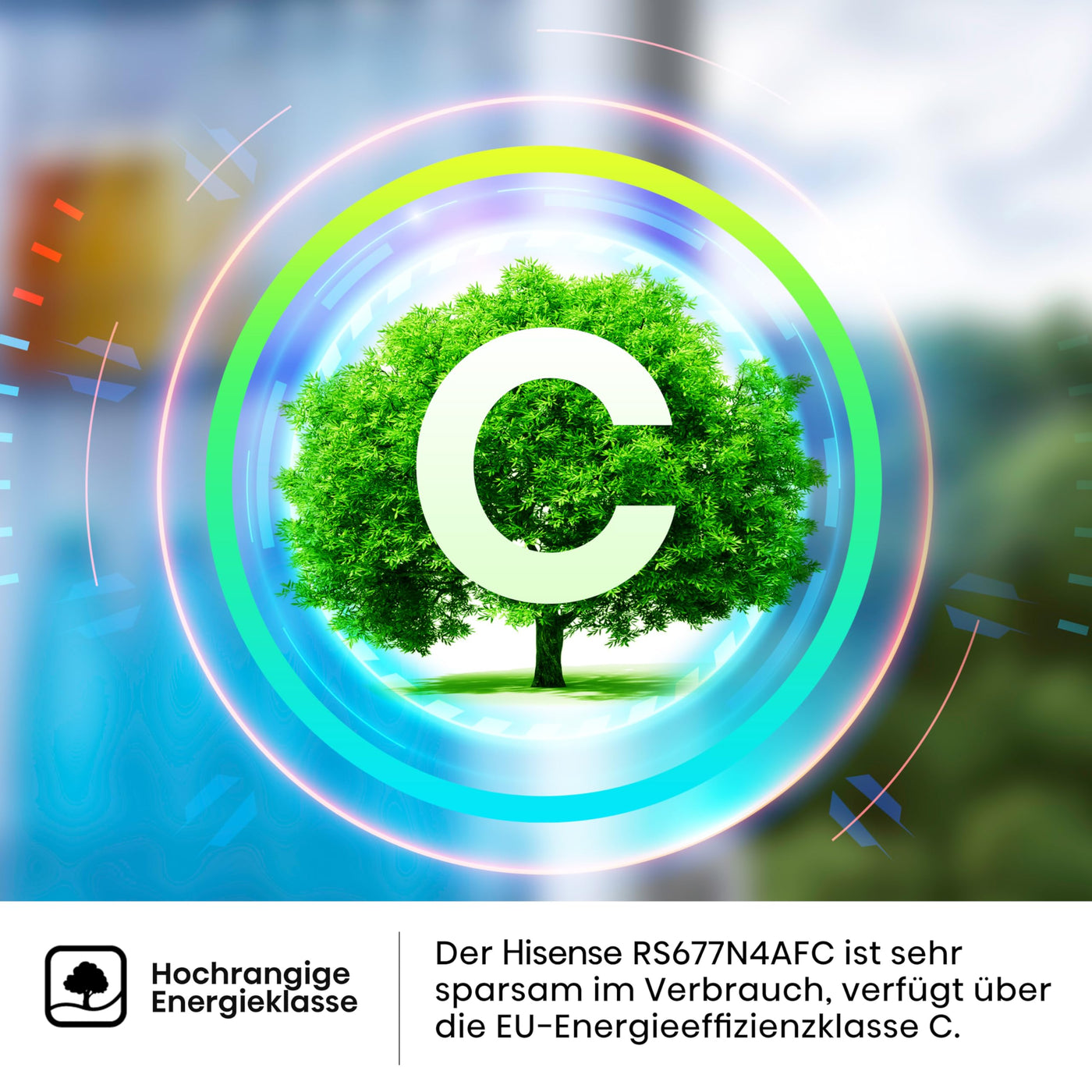 Hisense RS677N4AFC Side by Side Kühl – Gefrier - Kombination,179cm, 519 Liter Gesamtkapazität, EEK: C, LED Beleuchtung, Multi Air Flow, Inverter Kompressor, Touch Display, schwarz