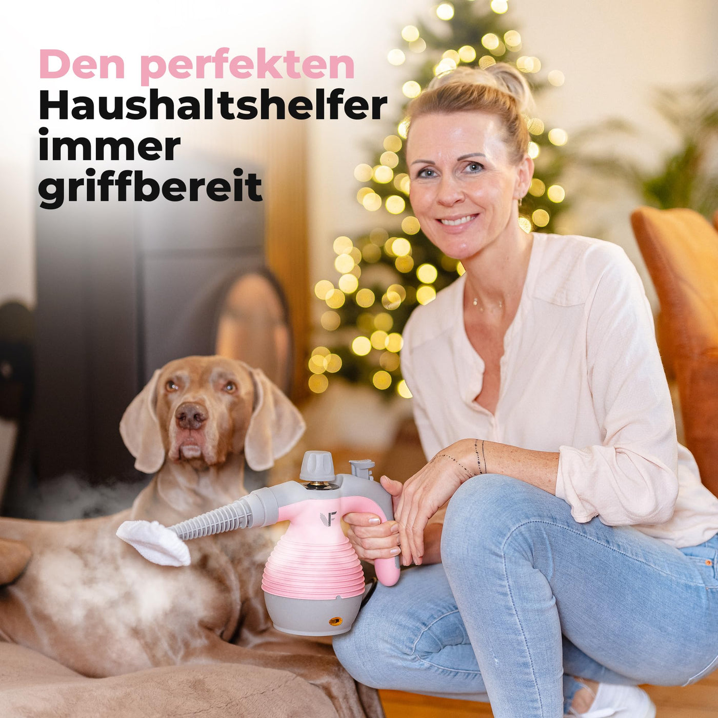Neighbour's Friend® Handdampfreiniger in Rosa – Leistungsstarkes Dampfreiniger Handgerät I Dampfente mit 350ml Tank, Dampfregulierung & Aufsätzen für Haushalt, Fenster, Polstermöbel & mehr