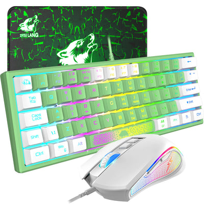 Pc Tastatur Maus mit Kabel, mäuse, tastaturen & eingabegeräte, Gaming-Tastatur-Maus mechanische Feel, Tastatur Maus bis zu 3600 DPI, optische 7 Tasten PC, Laptop, Computer, Grün