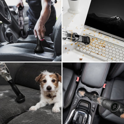 LEBENLANG Kabelloser Handstaubsauger Akku 17000PA I TESTSIEGER I Inkl. Starker LI-Akku & Standhalterung mit Ladefunktion I Auto Staubsauger Handsauger beutellos Tierhaare Hand Handheld Vacuum Cleaner