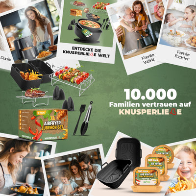KNUSPERLIEBE® Ninja Heißluftfritteuse Zubehör Set XL Airfryer XL für Foodi AF400EU AF300EU Double Stack 7,6L-9.5L und Dual Zone Air Fryer, BPA-Frei | Air Fryer Accessories