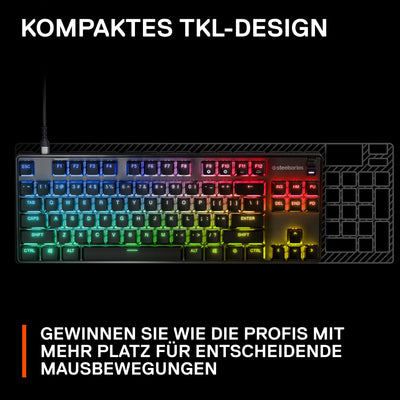SteelSeries Apex 9 TKL - Mechanische Gaming-Tastatur - Optische Switches - 2-Punkt-Betätigung - Esports-Formfaktor ohne Tenkey - Hotswap- fähige Switches - Deutsches (QWERTZ) Layout