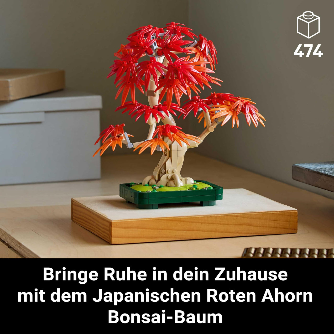 LEGO Botanicals Japanischer Roter Ahorn – Bonsai-Baum - Künstliche Pflanzen Bauset mit roten & orangen Blättern, Plus Schale - Home Dekor - Geschenkidee für Erwachsene - 10348