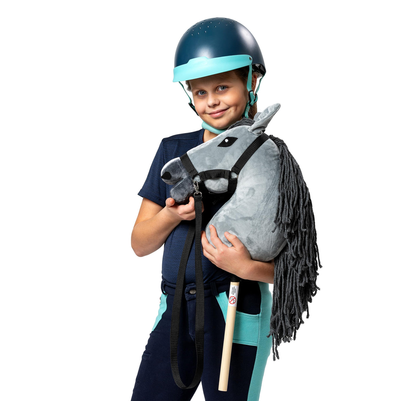 SKIPPI Hobby Horse Graues, Steckenpferd mit Halfter und Zügeln im Set, Hobby Horsing Pferd A3