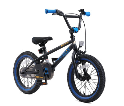 BIKESTAR Kinderfahrrad für Mädchen und Jungen ab 4-5 Jahre | 16 Zoll Kinderrad Kinder BMX Freestyle | Fahrrad für Kinder Schwarz & Blau | Risikofrei Testen