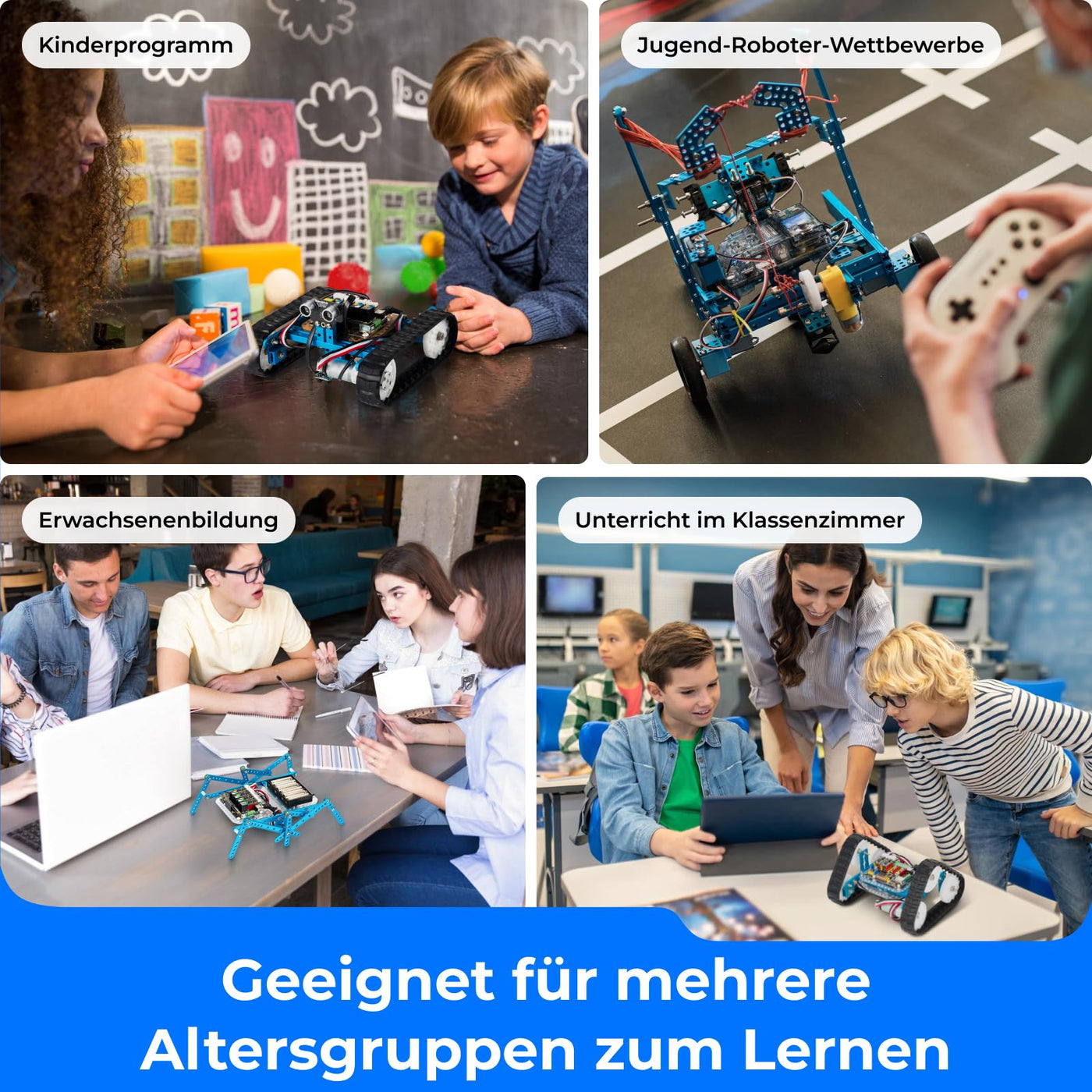 Makeblock mBot Ultimate Roboter Bauen 10 in 1, 160+ Mechanische Bauteile Module für Programmierung Entwicklung, Programmierbarer Roboter Kompatibel mit Programmierung Scratch Arduino, MINT Spielzeug