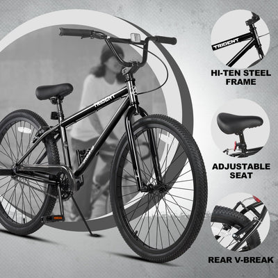 AVASTA 24 Zoll BMX Fahrräder Freestyle für Anfänger und Fortgeschrittene mit 2 Pegs Trick Cycling und Professional Riding,Schwarz