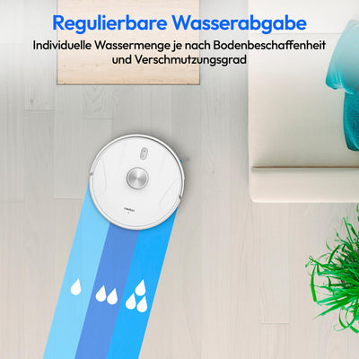MEDION Saugroboter mit Absaugstation, Lasernavigation und Wischfunktion X41 SW+ (Starke 8000Pa Saugkraft, 2in1 Roboterstaubsauger, präzise Kartenerstellung, Go & No Go Bereiche, mehrere Etagen)