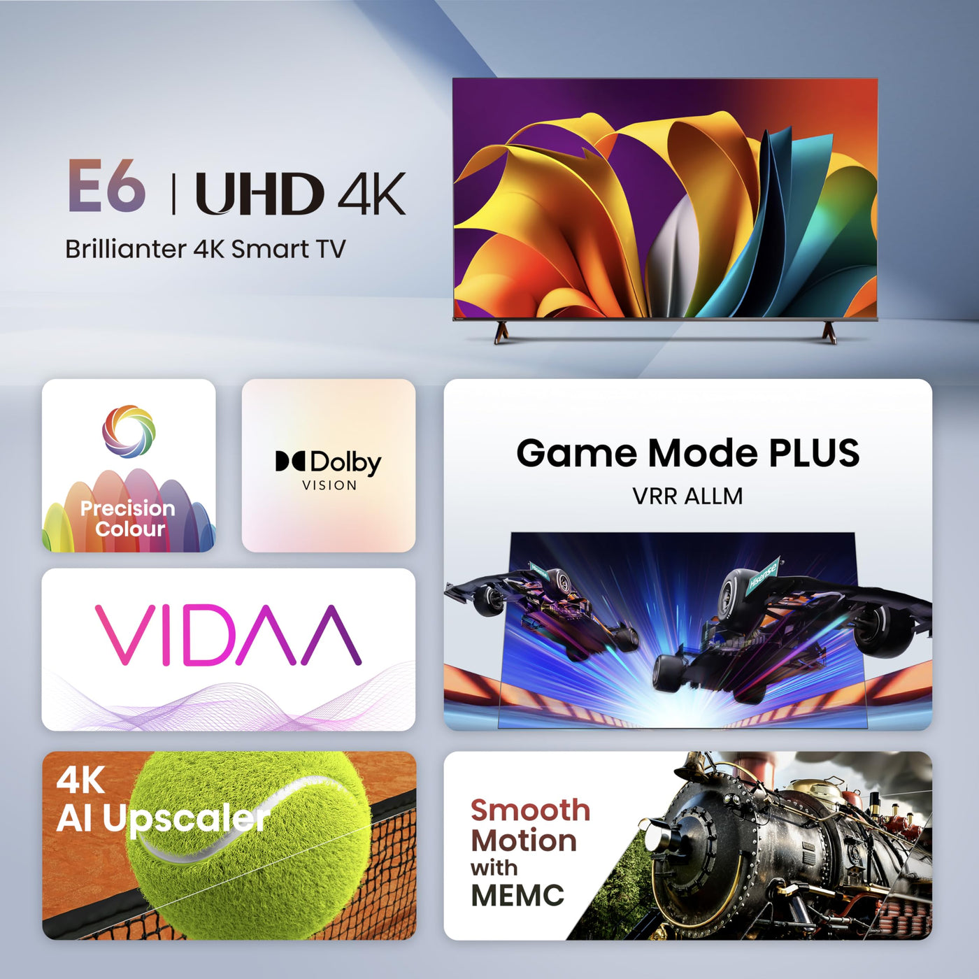 Hisense 85E6NT 214,78cm (85 Zoll) Fernseher, 4K UHD Smart TV, Precision Colour, HDR, Dolby Vision, 60Hz, Triple Tuner DVB-C/S/S2/T/T2, WiFi, HDMI 2.1, Bluetooth, Alexa Built-in, Schwarz, [2024]