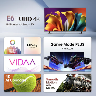 Hisense 85E6NT 214,78cm (85 Zoll) Fernseher, 4K UHD Smart TV, Precision Colour, HDR, Dolby Vision, 60Hz, Triple Tuner DVB-C/S/S2/T/T2, WiFi, HDMI 2.1, Bluetooth, Alexa Built-in, Schwarz, [2024]