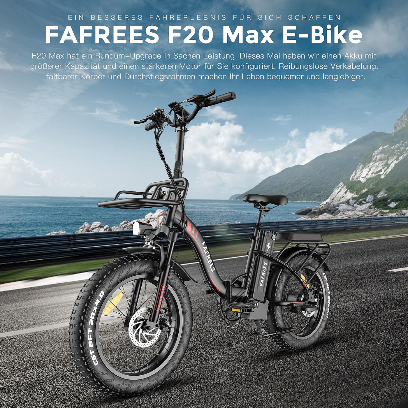 Fafrees E Bike für Männer Frauen, 20 Zoll Elektrofahrrad Faltrad mit 48 V 22.5 Ah herausnehmbarem Akku, 4.0 Fat Tyre Mountain E-Bike mit 7S Gängen, F20 Max (buntes Blau)
