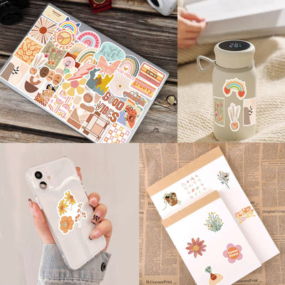 100 PCS Boho Sticker für Laptop, Telefon, Wasserflasche, Skateboard, Koffer, Gitarre, Pad - Niedliche, Ästhetische Vinyl Aufkleber, Wasserdicht, Scrapbook Aufkleber