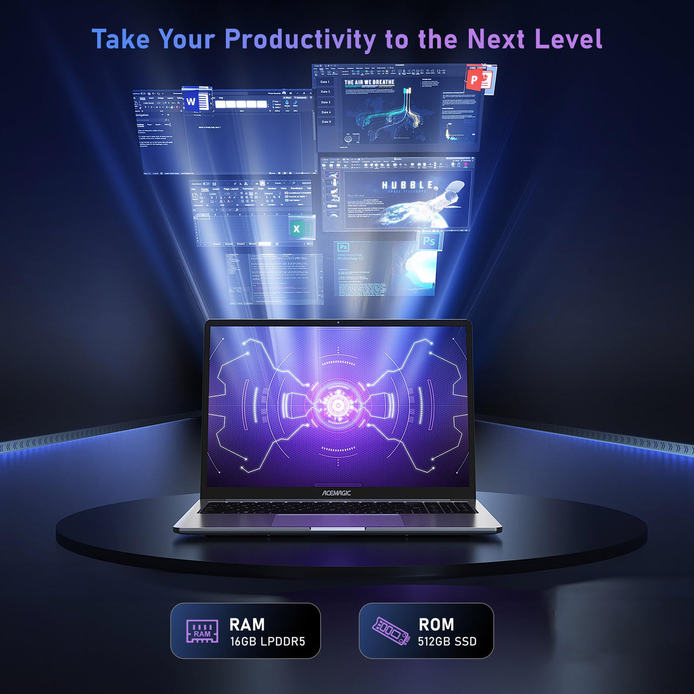 ACEMAGIC Laptop, Metallgehäuse, 16 Zoll FHD, 16 GB DDR4, 512 GB SSD Notebook-Computer, Quad-Core N95 (bis zu 3,4 GHz) schlägt N5095, Leichter Laptop mit WLAN, BT5.0, USB 3.2 x 3, Typ C(Gray)