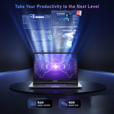 ACEMAGIC Laptop, Metallgehäuse, 16 Zoll FHD, 16 GB DDR4, 512 GB SSD Notebook-Computer, Quad-Core N95 (bis zu 3,4 GHz) schlägt N5095, Leichter Laptop mit WLAN, BT5.0, USB 3.2 x 3, Typ C(Gray)