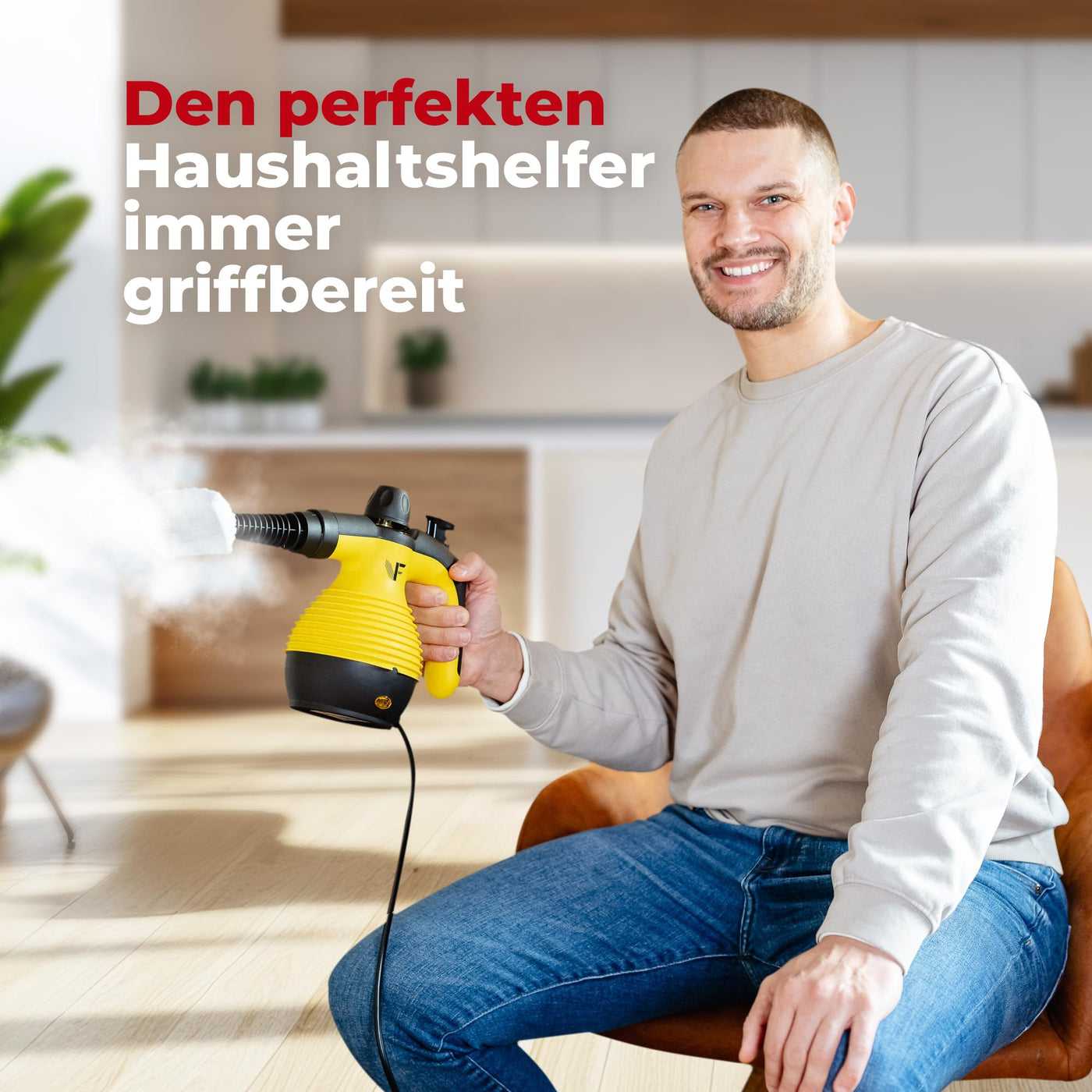 Neighbour's Friend® Dampfreiniger Handgerät mit vielen Aufsätzen 350ml Tank I Leistungsstarker Handdampfreiniger 3,5 Bar I Dampf Gerät Fenster mit Dampfregulierung