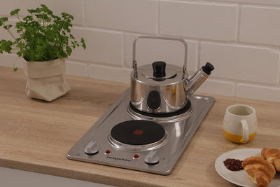 Respekta Domino Kochmulde Edelstahl / 2 Platten Einbau-Kochfeld mit Stecker/Massekochfeld autark / 6 Leistungsstufen/Knebel/Steckfertig / 29 cm/KM 9111EN