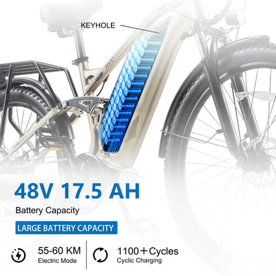 Ficyacto E Bike Herren 27.5 Zoll E-Mountianbike 48V17,5AH Akku Vollefederung Elektrofahrräder 25km/h Trekkingrad E-Cityrad