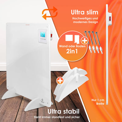 KESSER® Infrarotheizung mit Fernbedienung ✓ LCD-Display Digital ✓ Timer ✓ Wandheizung ✓ Infrarot ✓ Heizung ✓ Heizkörper | Heizpaneel | Inkl.Standfüßen NEU | 550 Watt