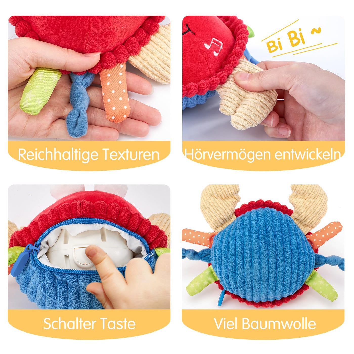 hahaland Krabbe Baby Spielzeug 6 8 9 10 12 Monate,Musikalische Krabbelspielzeug,Crawling Crab Tummy Time Toy,Spielzeug ab 6 Monate fürs Krabbeln Lernen,Neugeborenes Weihnachts Babyspielzeug Geschenk