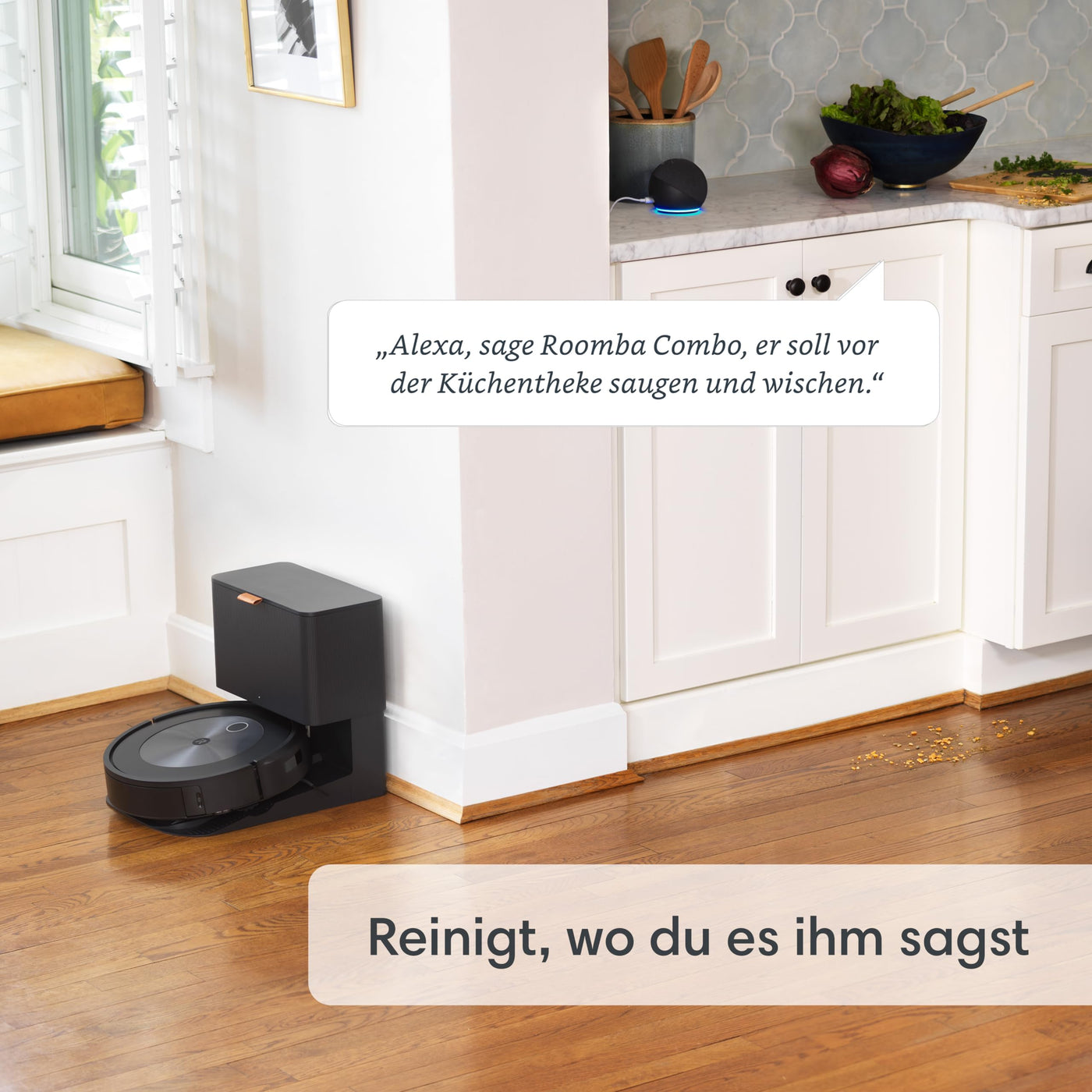 iRobot Roomba Combo j5+ (j5576) Saug- und Wischroboter, autom. Absaugstation, Kartierung, PrecisionVision Navigation, 4-Stufen-Reinigung, Objekterkennung und -vermeidung, Sprachassistentenkompatibel