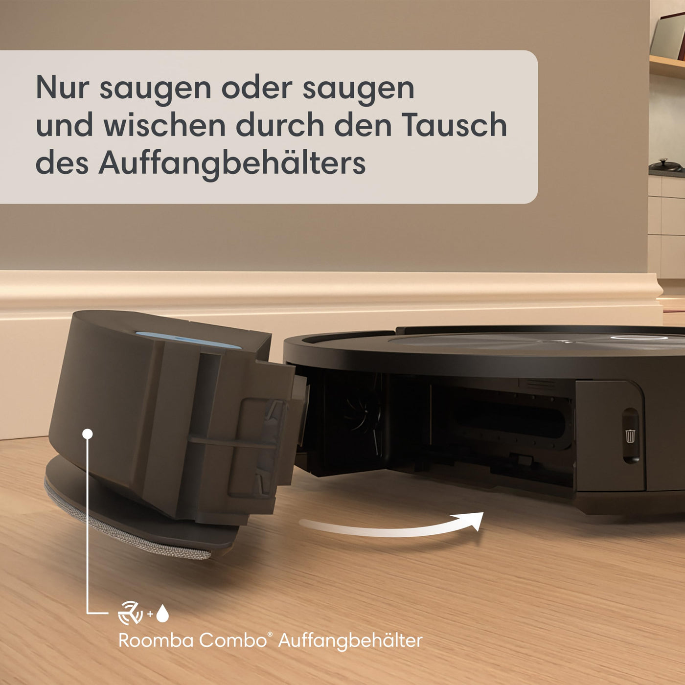 iRobot Roomba Combo j5+ (j5576) Saug- und Wischroboter, autom. Absaugstation, Kartierung, PrecisionVision Navigation, 4-Stufen-Reinigung, Objekterkennung und -vermeidung, Sprachassistentenkompatibel
