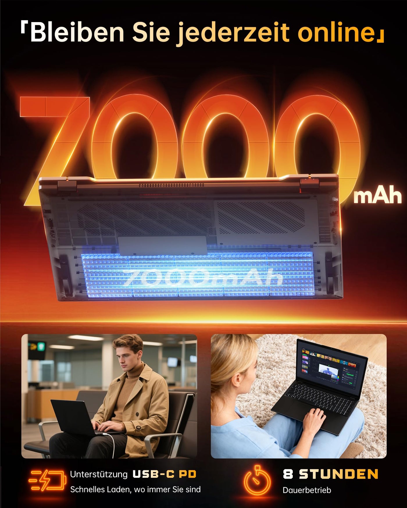 jumper 2025 Laptop 17,6 Zoll IPS 1920X1200, N95 CPU, 16GB RAM 1TB SSD + 128GB eMMC, Beleuchtetes QWERTZ-Tastatur, Leichte Notebook Computer für Unternehmen und Studenten, USB/HDMI/Type-C/WiFi6