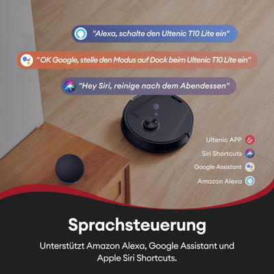 Ultenic T10 Lite Saugroboter mit Wischfunktion, Saugroboter mit Absaugstation, Staubsauger Roboter mit LiDAR Navigation, 5000 Pa Saugkraft, 180 Min Laufzeit, für Tierhaare, Teppich, Hartboden