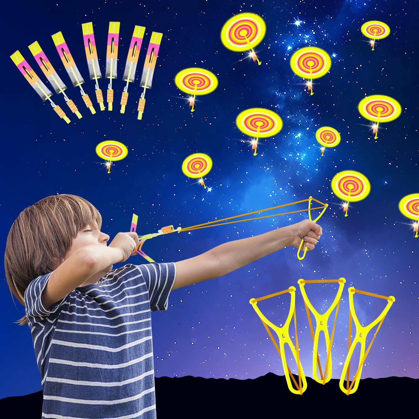 Moocuca Kindergeburtstag Party Fly Leuchtspielzeug, 20 Pcs Led Licht Nacht Hubschrauber, Led Licht Nacht Hubschrauber, Leuchtspielzeug Steinschleuder